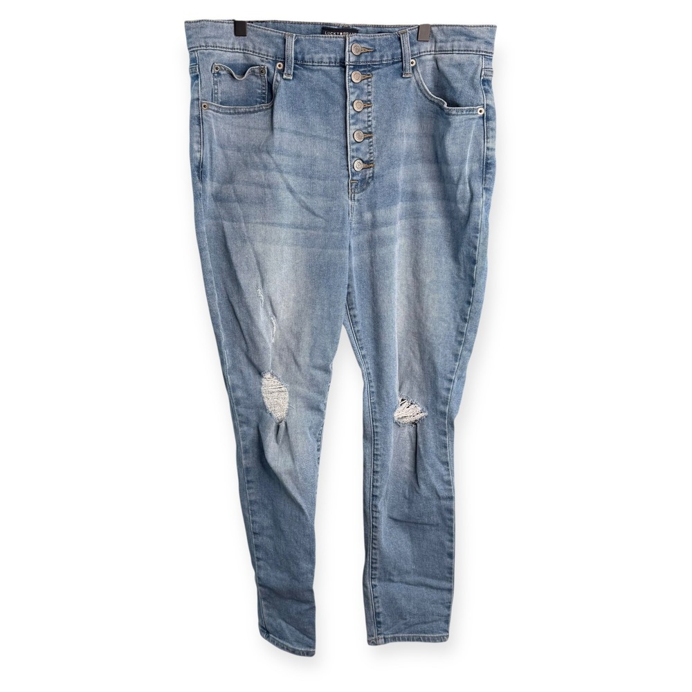 Lucky Brand High Rise Skinny Bridgette Ankle Jeans Distressed Button Fly Size 16